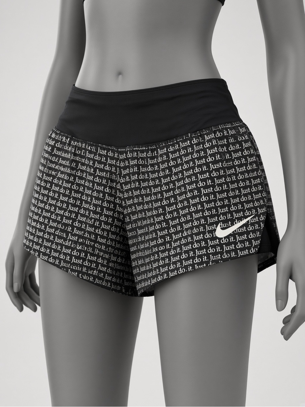Nike Black Printed 'Just Do It' Athletic Shorts